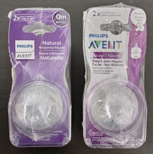 Philips Avent Natural Baby Bottle Nipple 0 Month - 2pk Lot of 4