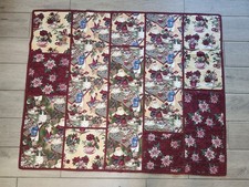 Holiday Christmas Santa Claus Floral Print Handcrafted Reversible Quilt 49"x59"