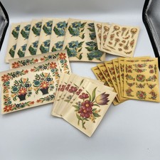 VTG Meyercord Decals Big Lot Floral Arts Crafts MCM Unused Smoke Free Home RARE