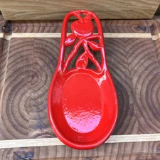Iron Spoon Rest Red Apple Kitchen Decor Hang Or Counter Farmhouse