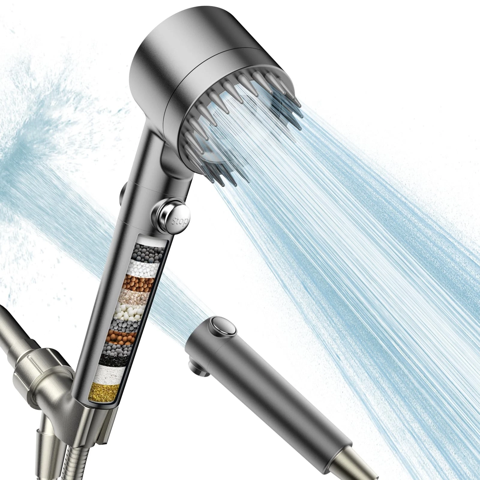 PWERAN Filtered Shower Head with Handheld High Pressure Water Flow and Multip...