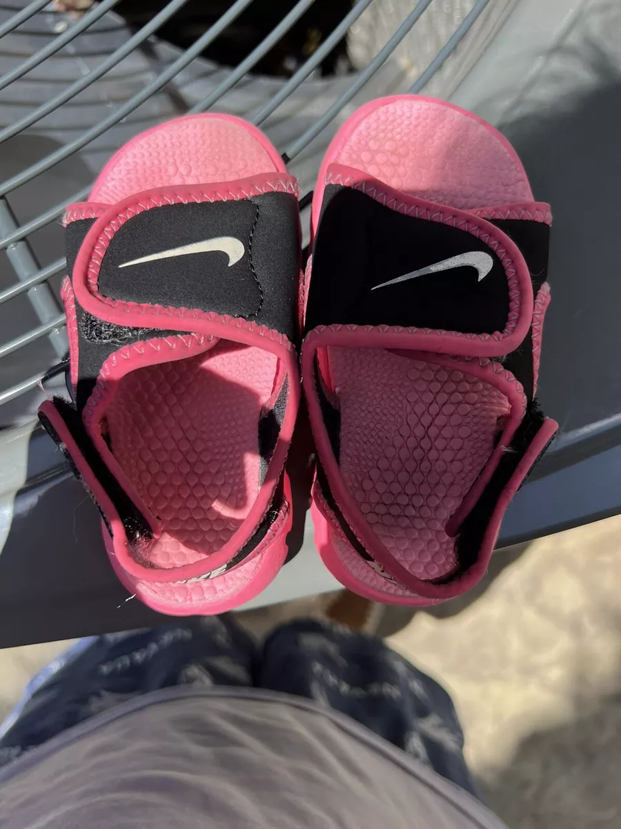 Baby Toddler Kid Girls Nike Sunray Adjust Black Sandals Water Shoe Size 6 7