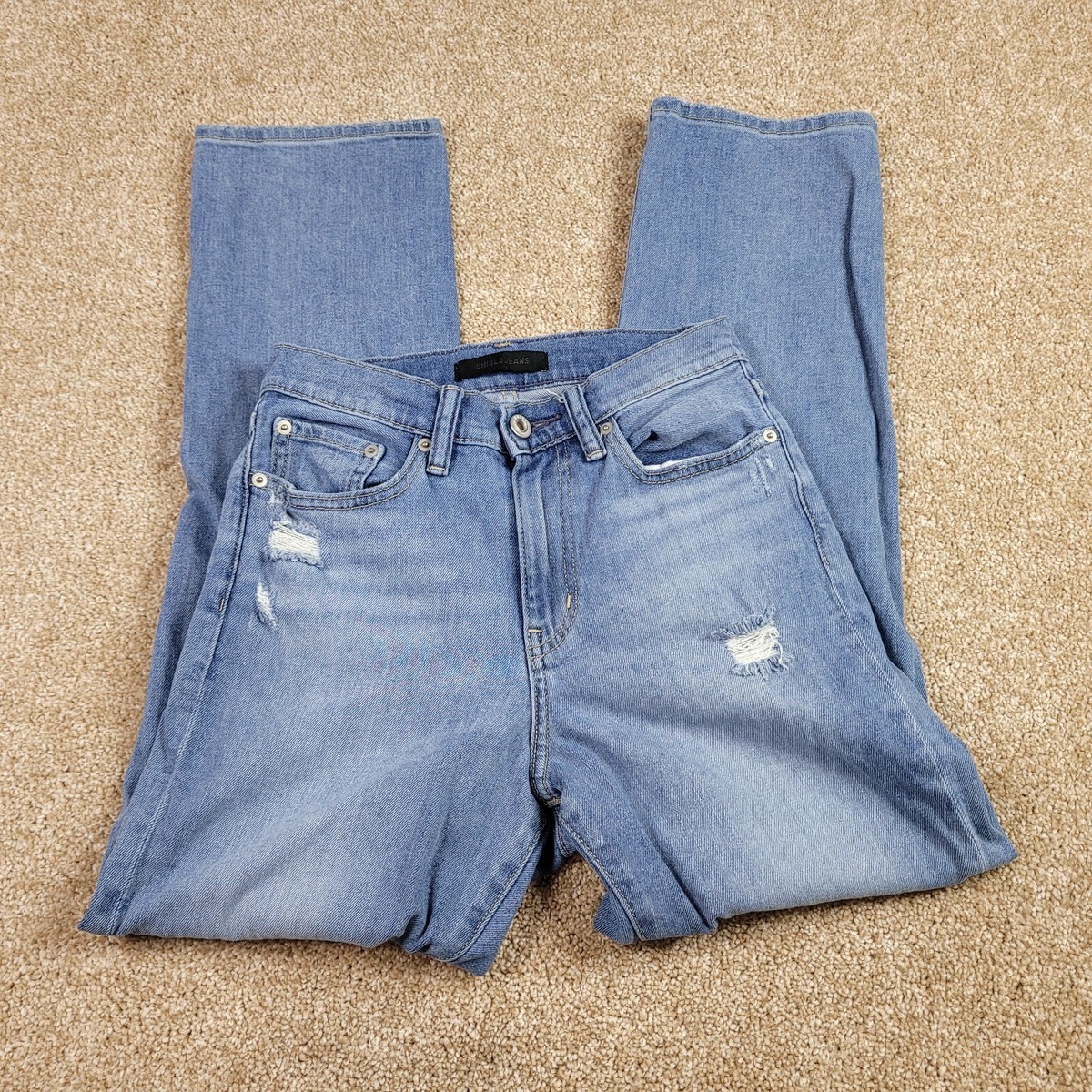 Uniqlo Jeans Sz 23 Womens Boyfriend Straight Leg High Rise Blue