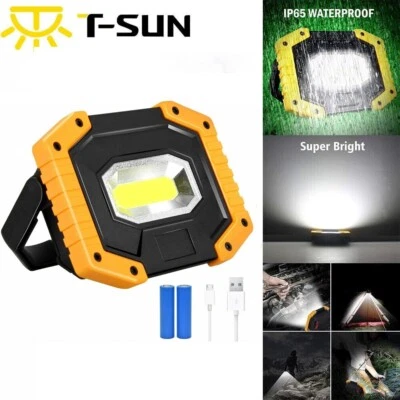 T-SUN 30W Rechargeable Work Light W/USB Super Bright Portable LED IP65 Camp Night Lamp