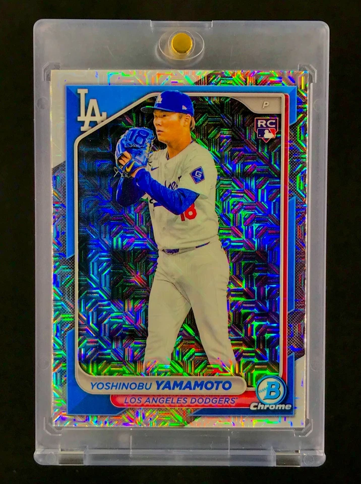 YOSHINOBU YAMAMOTO ROOKIE REFRACTOR MOJO SILVER RC Card Holo Topps - DODGERS - Image 2 of 4