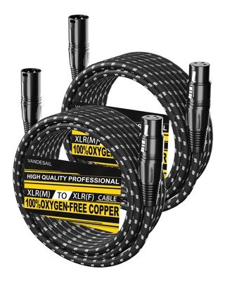 XLR Cables 20ft 2 Pack Nylon Braided XLR Extension Microphone Cable OFC Shiel...