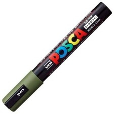 Uni Posca PC5M.7 Water-Based Paint Marker, Medium Point, Khaki Green