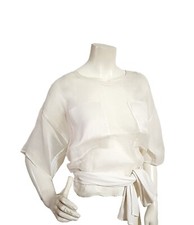 GIANFRANCO FERRE, CAMICETTA TOP IN ORGANZA DI COTONE, TG. 42