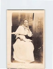 Postcard Vintage Picture of A Woman in White Dress