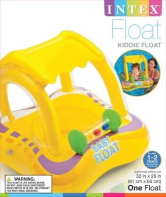 New In Box Intex Inflatable Kiddie Float Sun Shade Yellow 1-2 Years