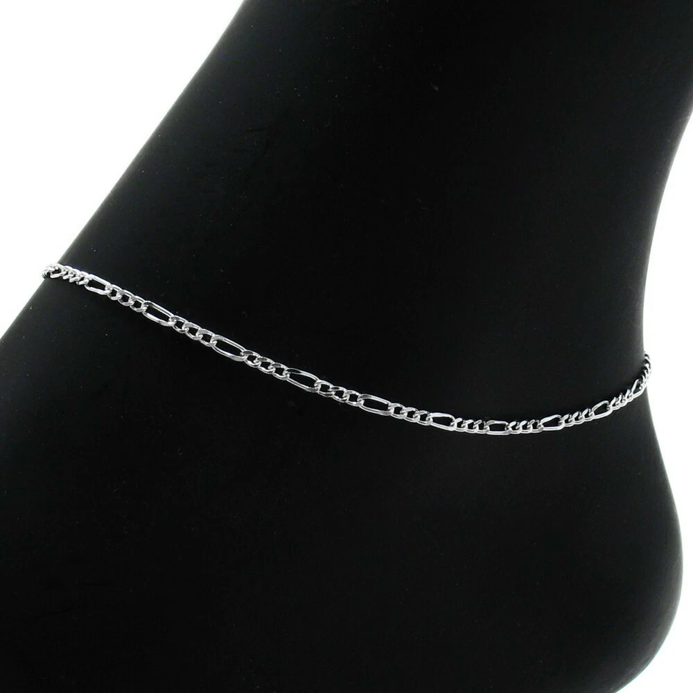Sterling silver figaro anklet deals
