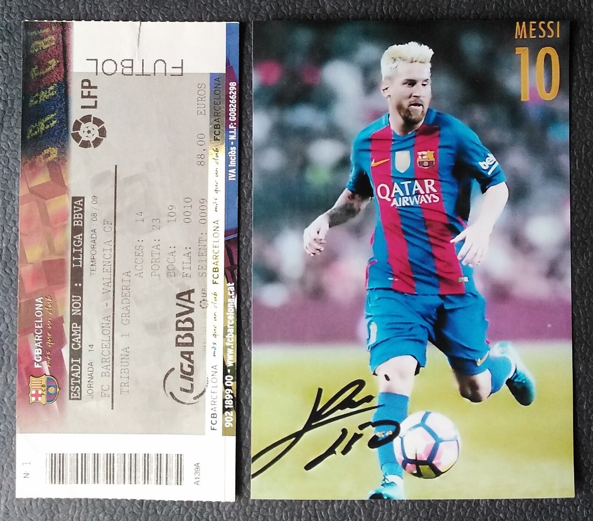 Messi TICKET La Liga 6/12/2008 FC Barcelona Valencia CF