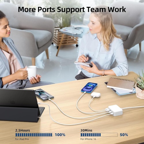 Bloc Chargeur USB C, 100W 6 Ports PD USB C et QC USB un Bloc Chargeur Mural Cube, - Photo 9 sur 11