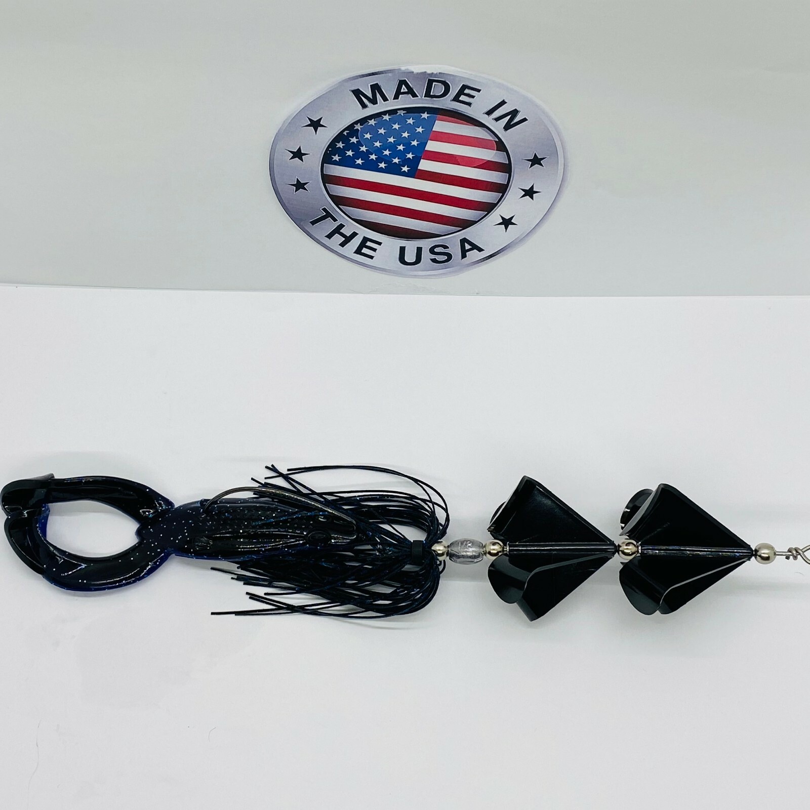 Double Black 1/4oz Quad Blade Buzzbait, Black/Blue Skirt & Frog eBay