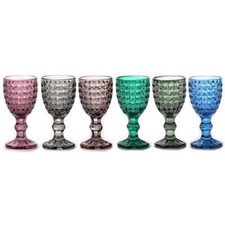 Set 6 calici bicchieri vetro colorato per liquore boho vintage diamond casa 7 cl