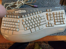 VINTAGE Microsoft Natural MultiMedia Keyboard 1.0A Ergonomic RT9470 PS/2 Grey