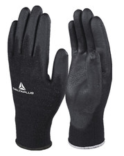 DELTA PLUS WORK GLOVES 12 PACK GRIP BLACK PU PALM COATED HAND SAFETY PROTECTION