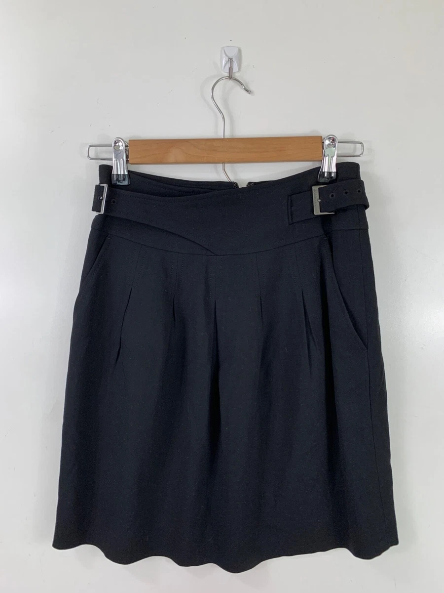 Jupe Plissée A-Line BCBGMAXAZRIA Noire - Taille 0, Coton Métallisé, Occasion Très Bon état