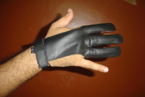 Guantes de tiro con arco, guantes de 3 dedos, guantes de tiro, guantes de cuero de tiro con arco, guantes - Imagen 2 de 3