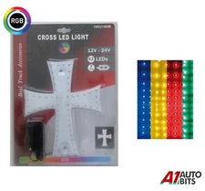 12V 24V 64 LED RGB Interior Cross Sign 25cm Plate Truck Home On/Off 7 Colors