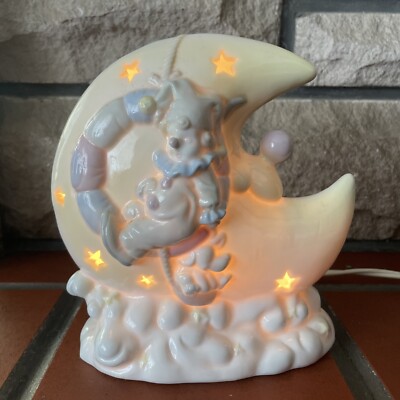 Vintage Man In the Moon, Sleeping Jester Porcelain Electric Child Night Light