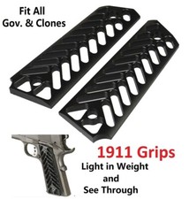 6061 T6 Anodized Black Skeleton 1911 Grips Fit Gov.  Clones Full Size
