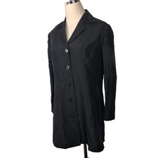 Silks Vintage Coat Dress Womens Small Black Slubbed Textured 100 Silk Shift