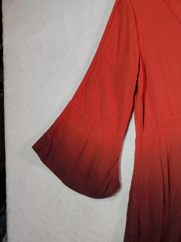 Blusa Top Mujer Dragón Verde Grande Multi 100% Rayón Manga Larga Cuello Redondo Y2K Foto 4 de 4