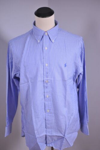 New Polo Ralph Lauren L/S Button Down Shirt Blue Stripe Men's 16 34/35 - Picture 1 of 5