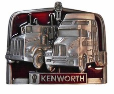 Kenworth Trucks Logo Pewter Finish Enamel Metal Belt Buckle