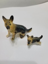 Vtg. Porcelain Mother And Baby German Shepherd's.