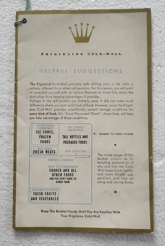 VINTAGE (1940) BOOKLET AND WARRANTY FRIGIDAIRE FRIDGE DIV OF GENERAL MOTORS