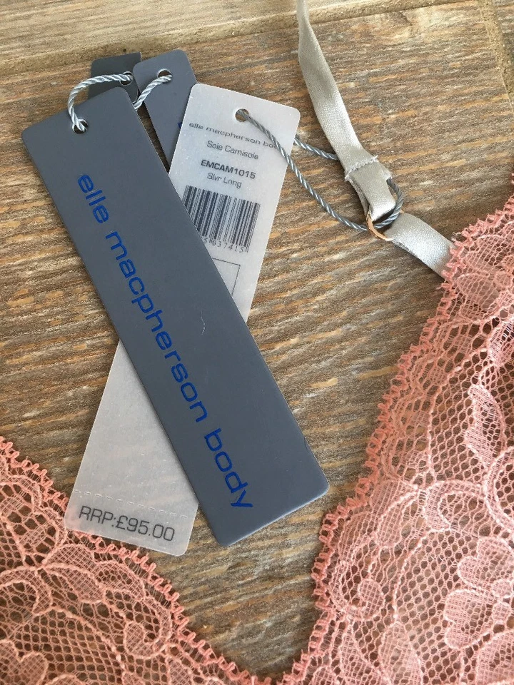 Elle Macpherson Francés Seda Plateado Camisol Cami Borde de Encaje M Nuevo con Etiquetas $120  Foto 4 de 4