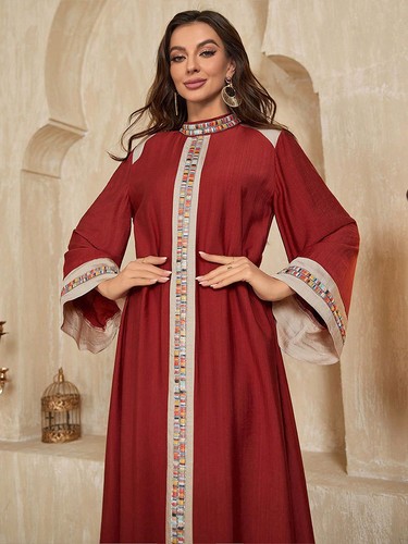 Modest Abaya Kaftan Muslim Women Maxi Dress Islamic Dubai Arab Evening Robe Gown - Picture 4 of 11