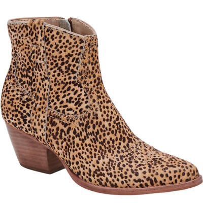 New In Box DOLCE VITA Silma Leopard Calf Hair Booties Boots Size 6.5 Leather