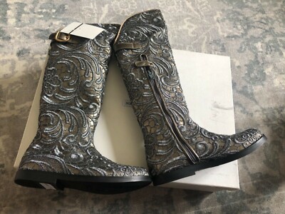 DOLCE & GABBANA GRAY LEATHER & LACE  OTK BOOTS 30 12 1/2 $800 BNIB
