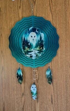 owl 10 inch round wind spinner