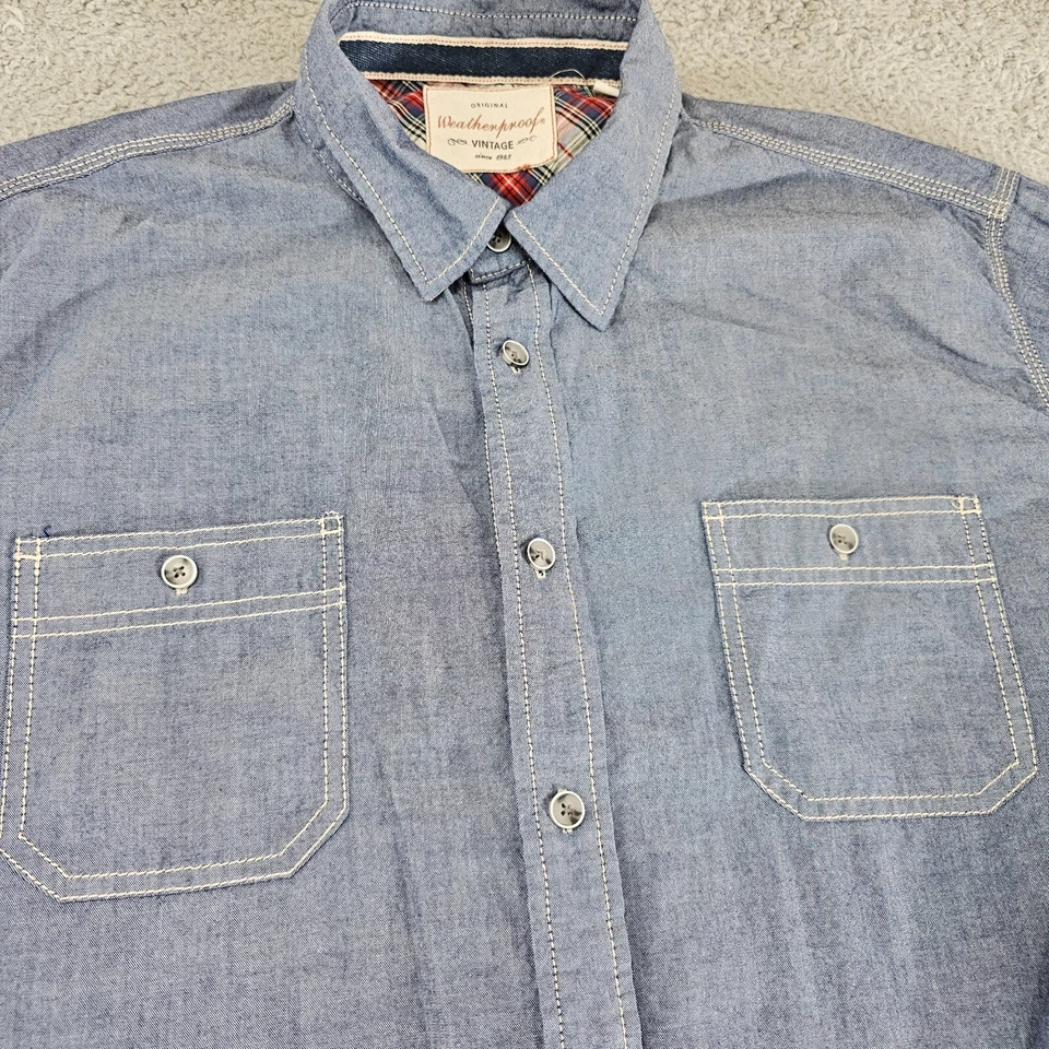 Camisa Impermeable Para Hombre Talla Extra Grande Azul Lavado Claro Denim Cambray Jean Foto 2 de 4