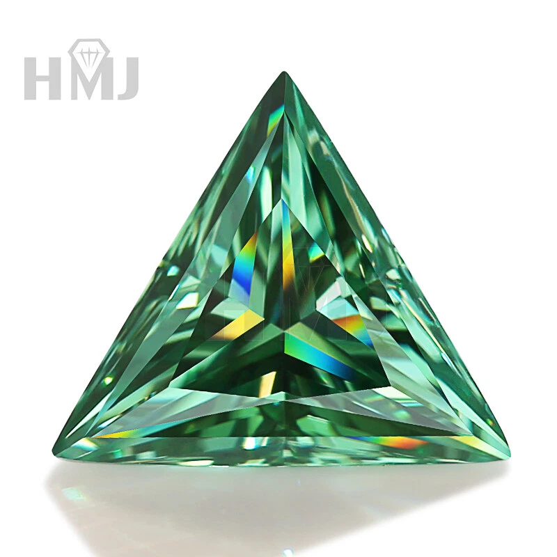 Triangle Cut Green Color Trillion Cut Moissanite Loose Gemstone VVS1 With GRA - Image 4 of 4