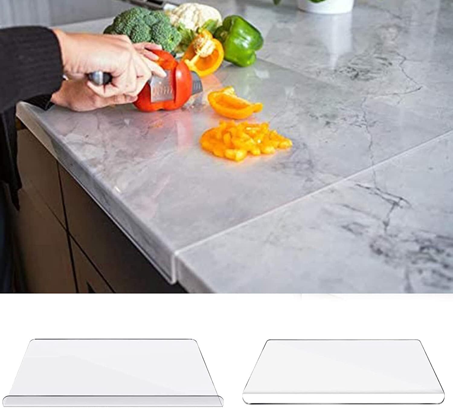 Clear Cutting Board For Kitchen With Lip With Non Slip 24" Wide X 18" Long Azm D