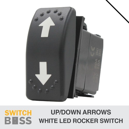 Arrows Up/Down Momentary LASER ETCHED Rocker Switch - WHITE LED 12v 24v ...