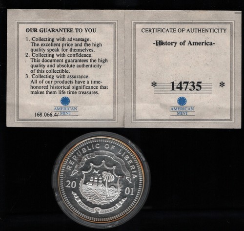 Liberia, 2001 $20.00, 20 Grams of 0.999 Silver