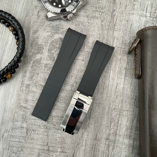20mm Nero Estremità Curva Gomma Silicone Orologio Cinturino Per rolex  Submariner | eBay