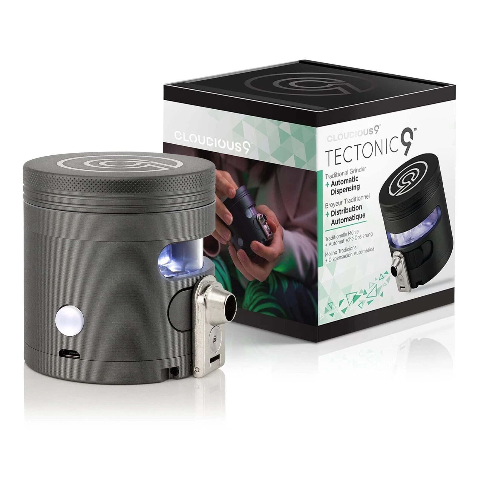 Tectonic9 Herb Grinder Automatic Electric Herbal Spice Dispenser Large 2.5" NEW