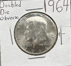 1964 P 50C Kennedy Half Dollar Coin BU UNC DDO Double Die OBV Minor Variety #A
