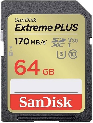 SanDisk Extreme Plus 64 GB SDXC Memory Card, Up to 170 MB/s, Class 10, U3, V30 - Picture 5 of 10