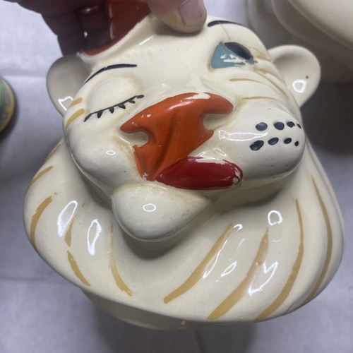 Vintage Belmont Lion Cookie Jar 1940's Ludowici Celadon Winking Lion - Picture 13 of 13