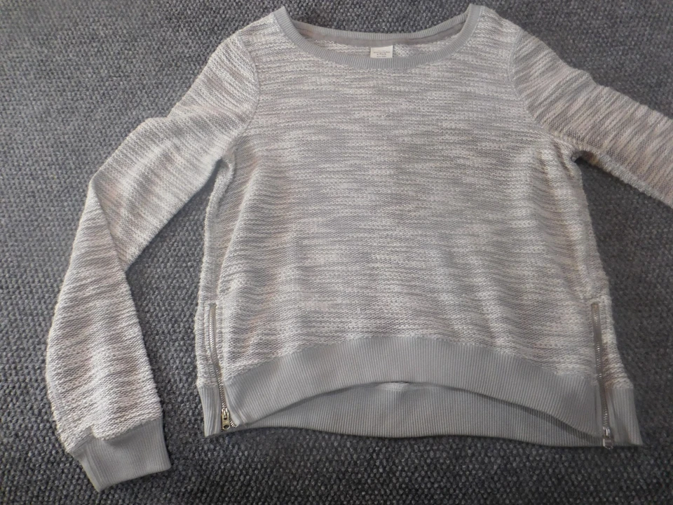 Suéter Abercrombie & Fitch Mujer Grande Gris Jersey Cremallera Elástico Clásico Foto 3 de 4