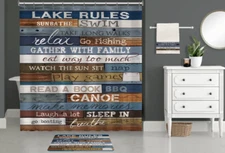 Laural Home Lake House Style Shower Curtain "Lake Rules" 70 Inch X 72 Inch