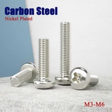 Phillips Pan Head Machine Screws Nickel Plated Round Head Bolts M3/M4/M5/M6